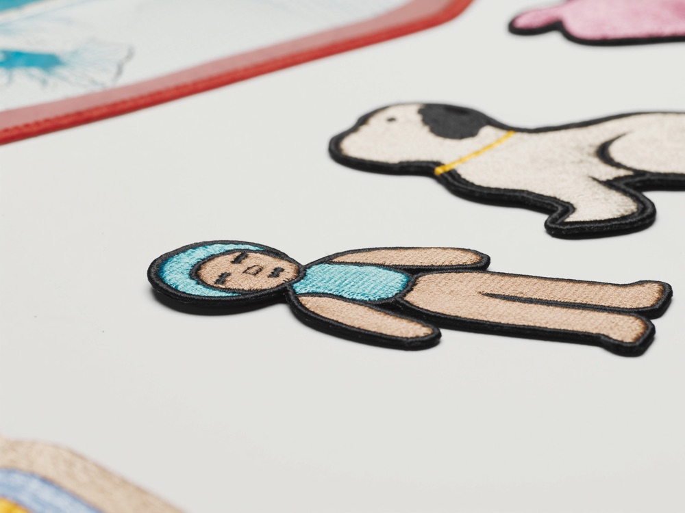 Embroidered patches with colorful thread detail